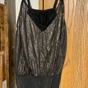 Cacique Black and Silver Lace Bodysuit